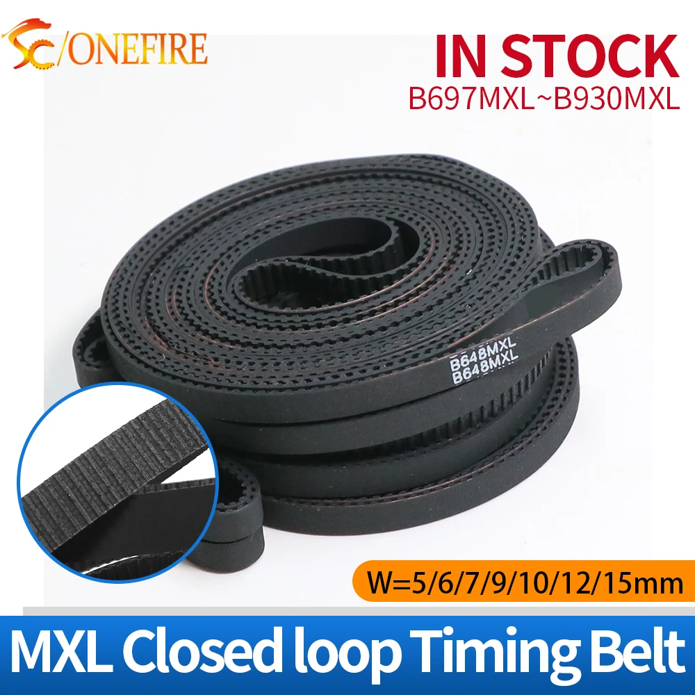Trapezoidal MXL B697MXL-B930MXL Synchronous Belt Width 5/6/7/9/10/12/15mm Closed Loop Drive Belt MXL Rubber Timing Belt