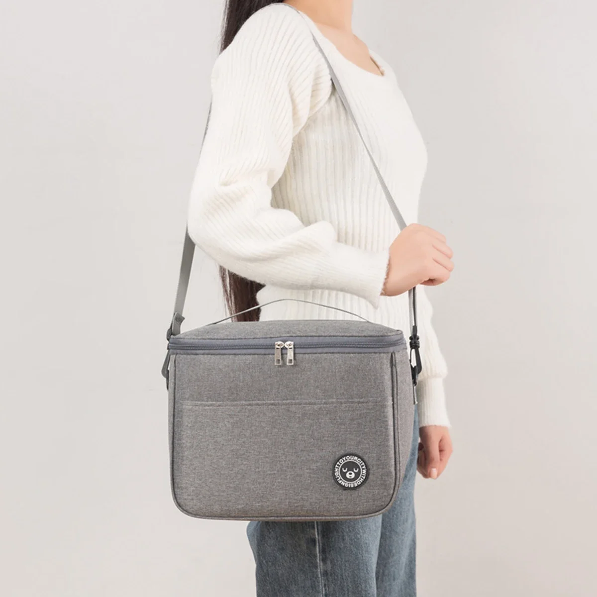 Isolierte Tasche, Lunchbox, Handtasche, quadratische Isoliertasche, verdickte Bento-Tasche aus Aluminiumfolie, für Büroangestellte, Studenten zum Mitnehmen von Speisen, L – Detail 12