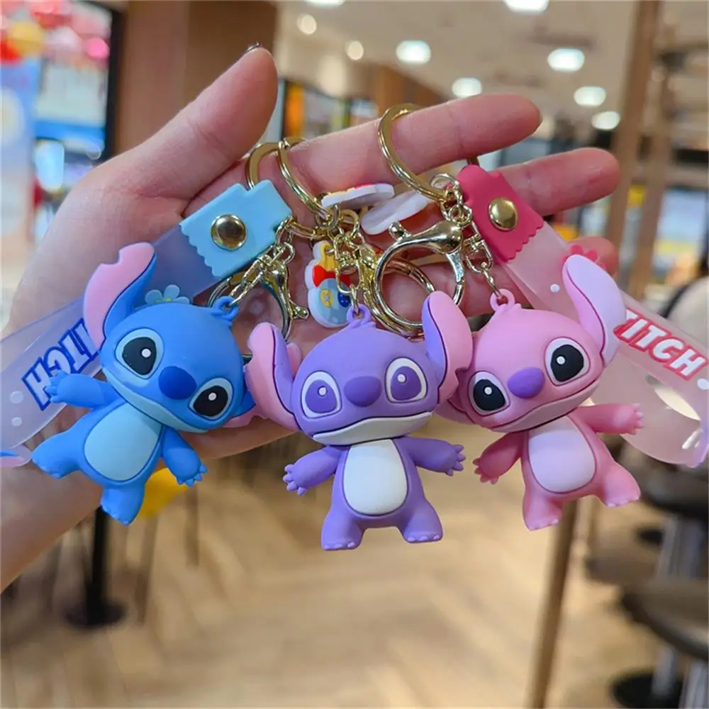 Disney Lilo & Stitch Toys Keychian Children Anime Stitch Pendant Doll Keyring Kawaii Angel Keychians Cute Girls Christmas Gifts