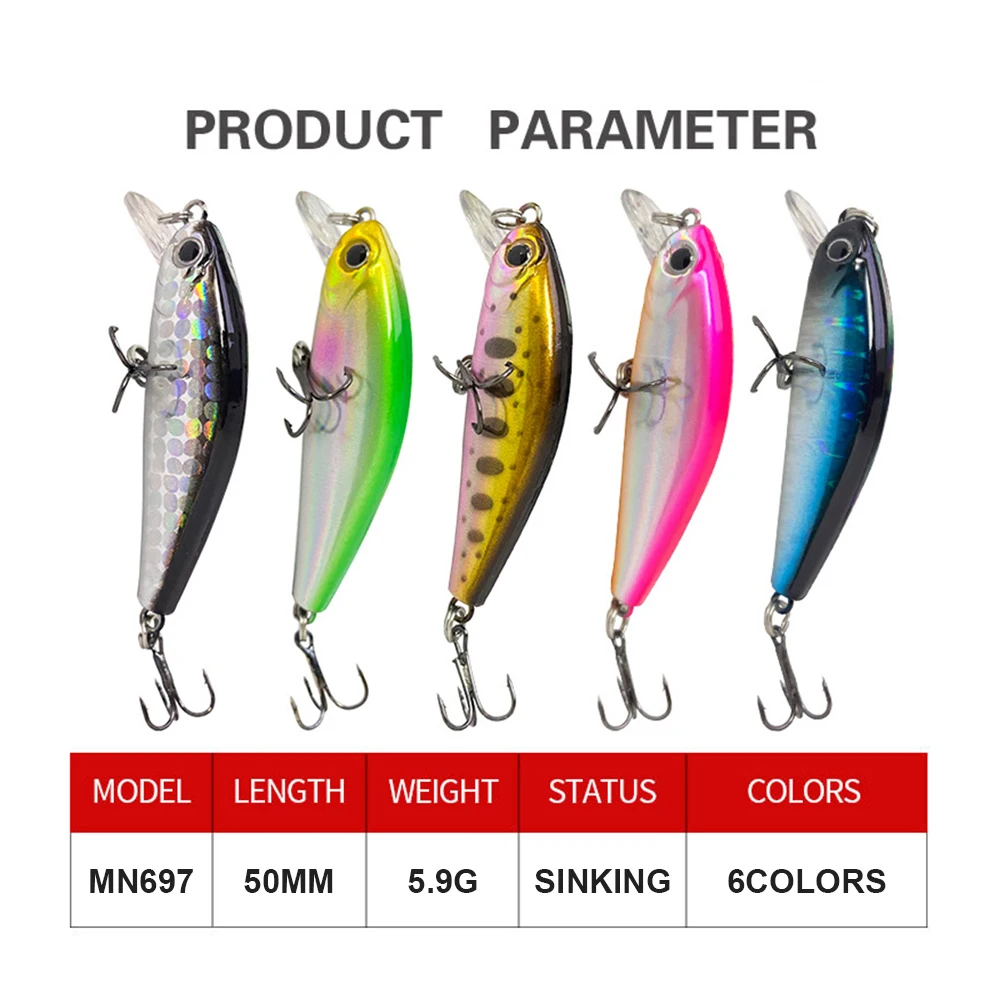 5 سنتيمتر 5.9 جرام الصيد السحر غرق أسماك المتذبذب الاصطناعي الطعم الثابت Jerkbait الصيد اكسسوارات شرك صغير ل سمك السلمون المرقط باس MN697