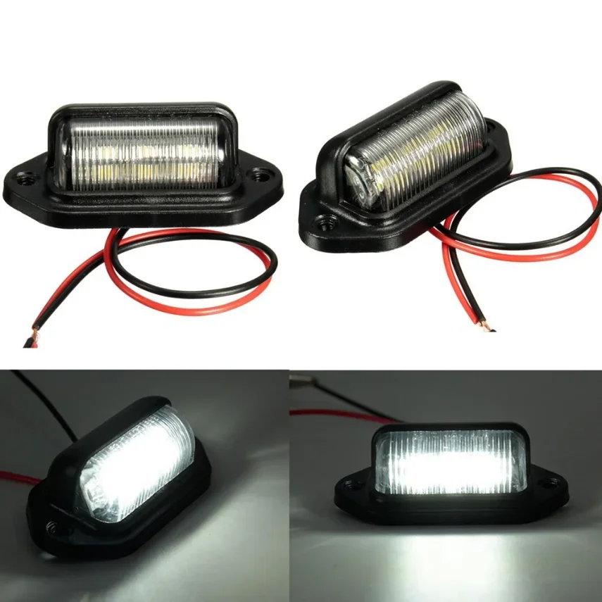 Luzes da placa de licença caminhão reboque lâmpada lâmpadas 6led para barco motocicleta rv reboque 12v número da placa luz acessórios do carro