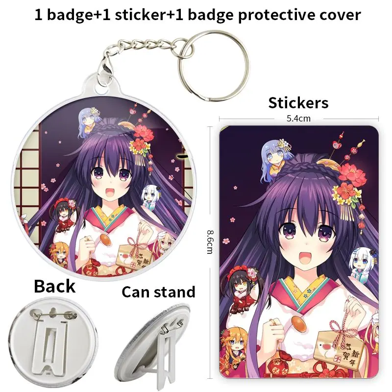 Yatogami Tohka Anime Character Game Soft Button Badge Brooch anchor Peripherals Pin Cartoon 75mm Trinket Personalized Creative