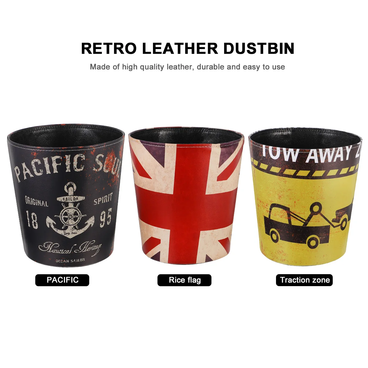 

Retro Trash Can Waste Paper Basket Office Bin Home Storage Vintage Decor Kitchen