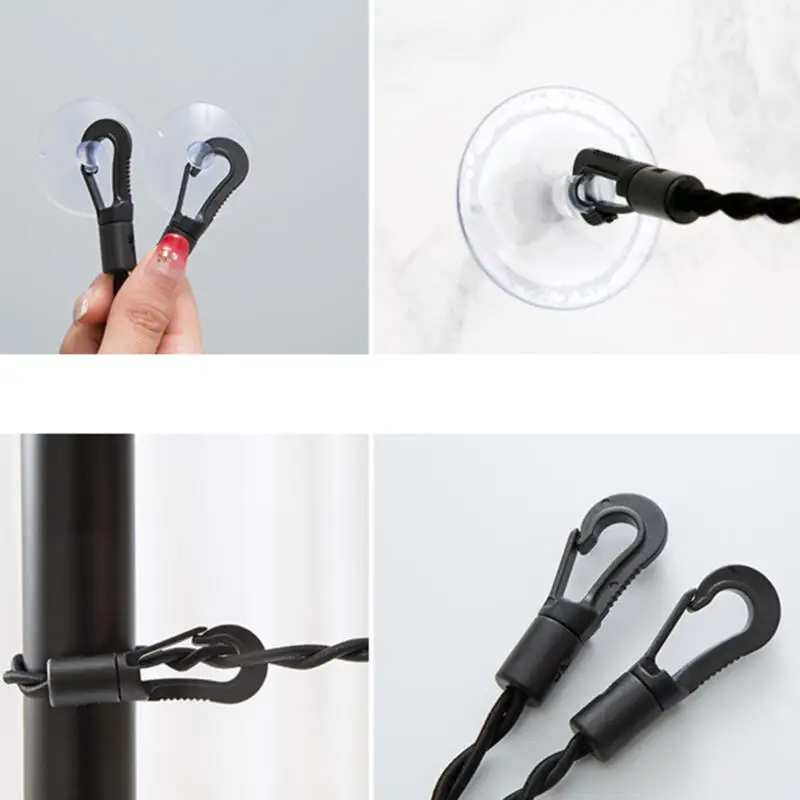 Clothesline Black Suction Cup Style Clothesline Outdoor Garden Rope Travel Cotton Rope Durable And Practical Elastic Clothesline