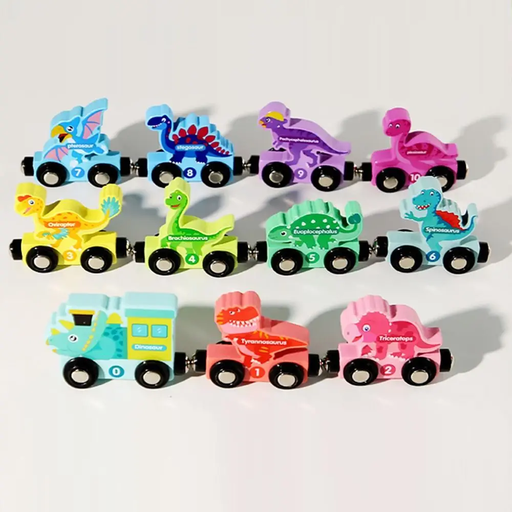 Número/Animal/Frutas/Dinosaurio Tren de Madera Magnético Juguetes Educativos Montessori Número Tren Conjunto