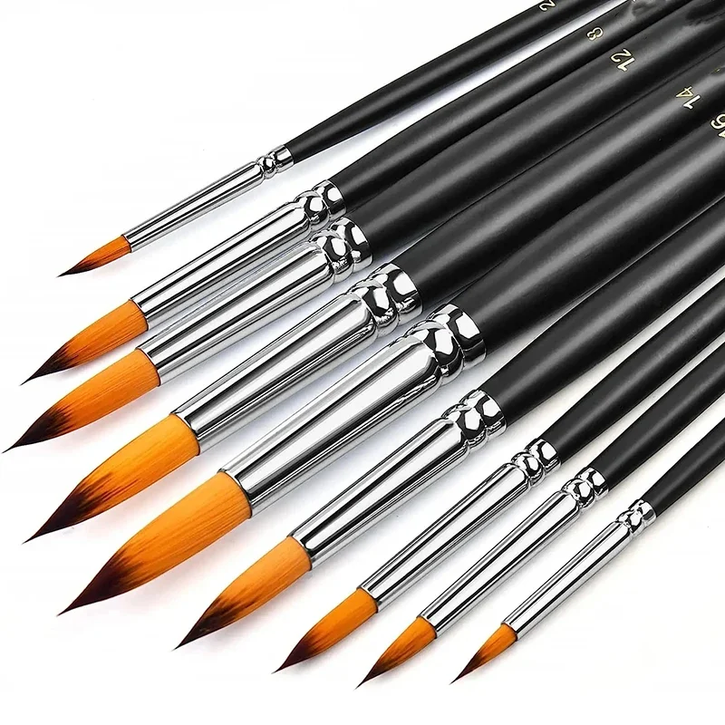 

9pcs Paint Brushes Set Professional Paint Brush Round Pointed Tip Nylon Hair Acrylic Brush for Acrylic Watercolor Oil Painting