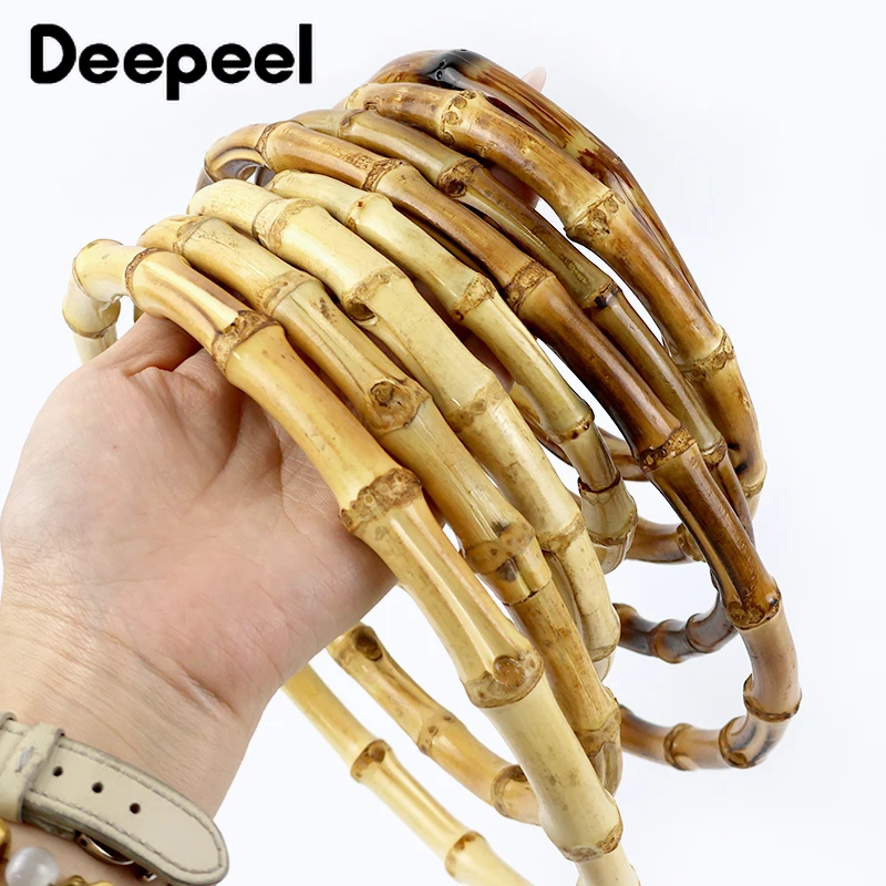 1/2Pcs Deepeel 7-18cm Round Bamboo Handles Handbag Purse Frame Closure Woven Bag Handle DIY Handmade Replacement Accessories
