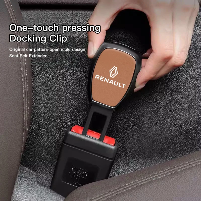 Car Seat Belt Extender Buckle Leather Safety Belt Cover Accessories For Renault ZOE QM6 Austral Kardian Rafale Kangoo Arkana