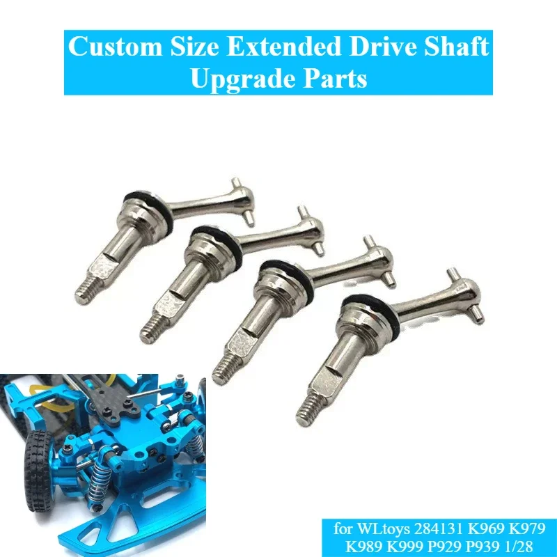 Extended Drive Shaft Custom Size Upgrade Parts for WLtoys 284131 K969 K979 K989 K999 P929 P939 1/28 Mini RC Car Accessory(4pcs)