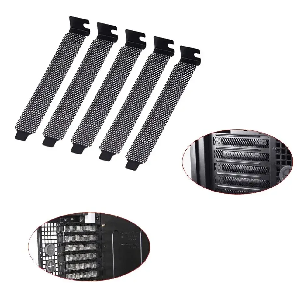 PCI Expansion Slot Dust Filter Cover Steel Ventilation Blanking Plate with Mounting Screws for Desktop PC Cooling Airflow