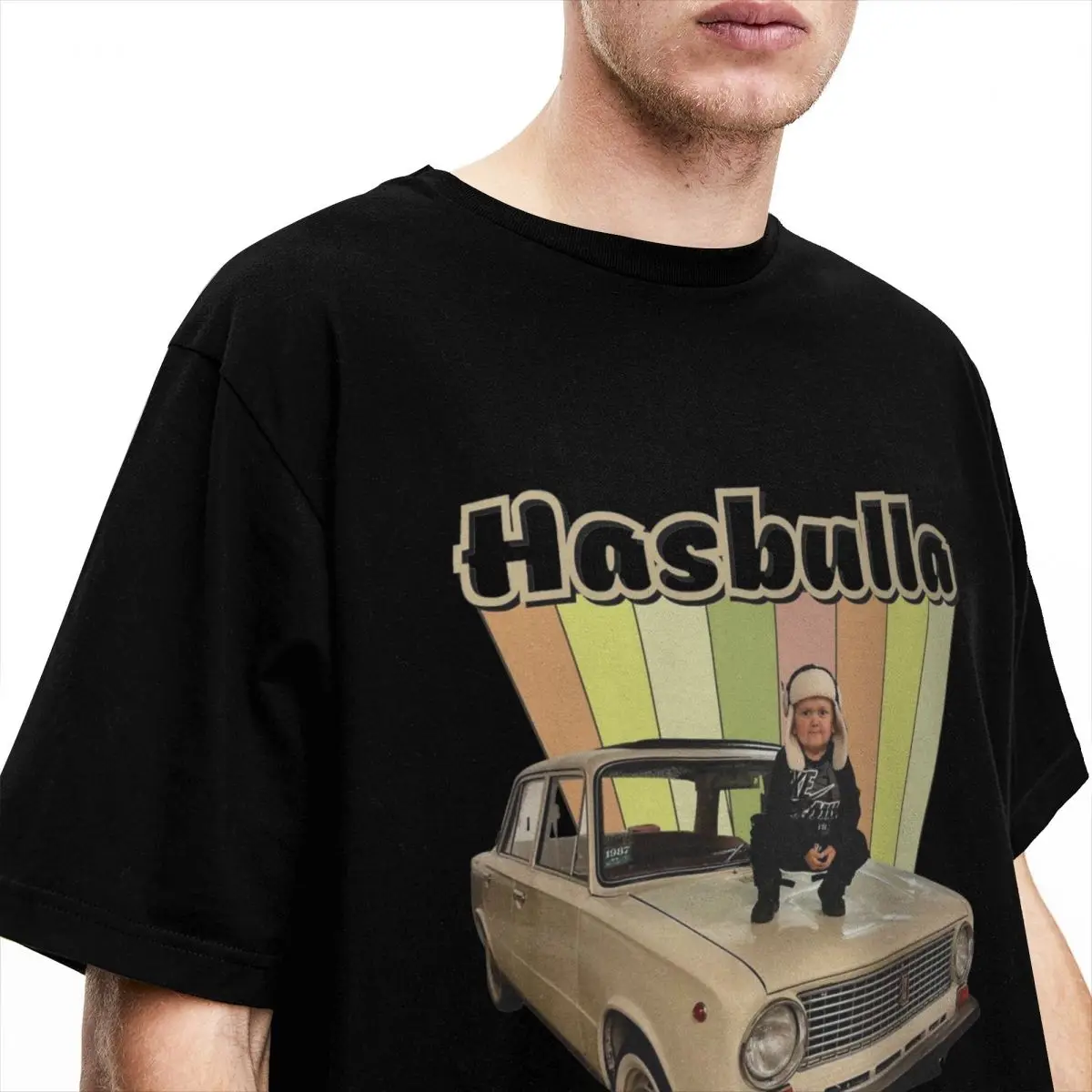 Hasbulla Retro Lada Stuff T-Shirt for Men Women hasbik Vintage 100% Cotton Graphic Printed Tops