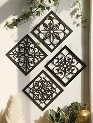 4pcs Hollow Out Wood Decor Wall Hanging Study Decorations Living Room Home Decoration Wall Decor Crafts Art Home Decoration Gift