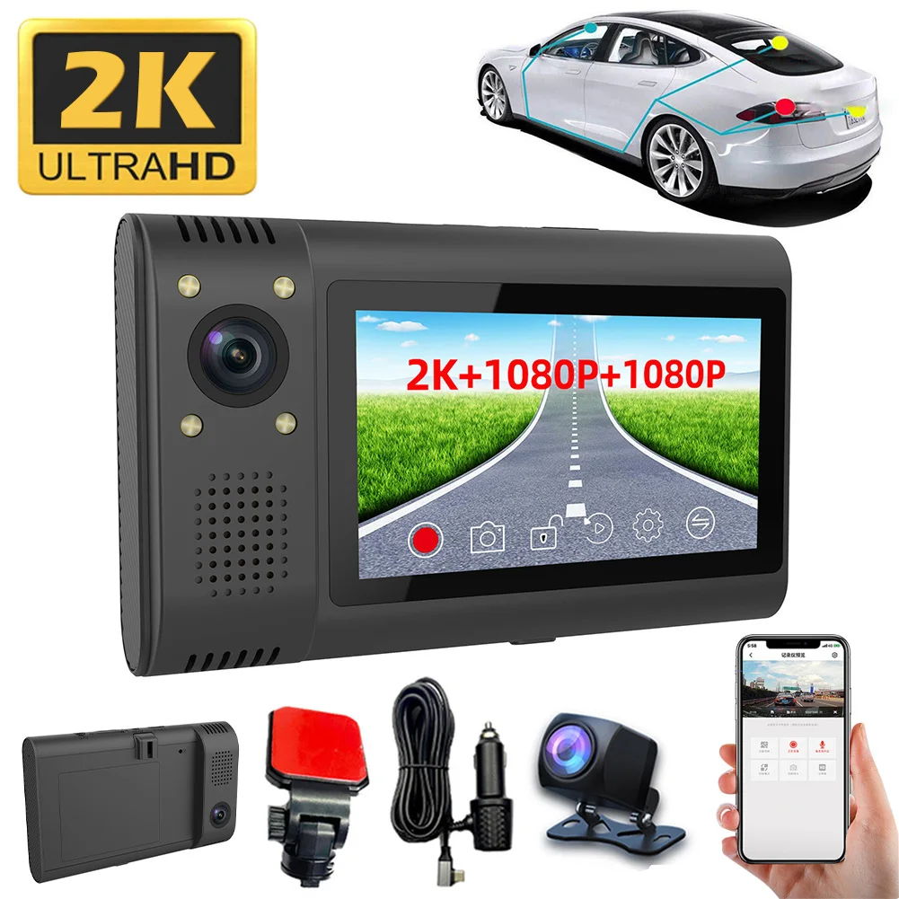 2K Dash Cam 3 Channel Front Inside Rear Camera Recorder 3