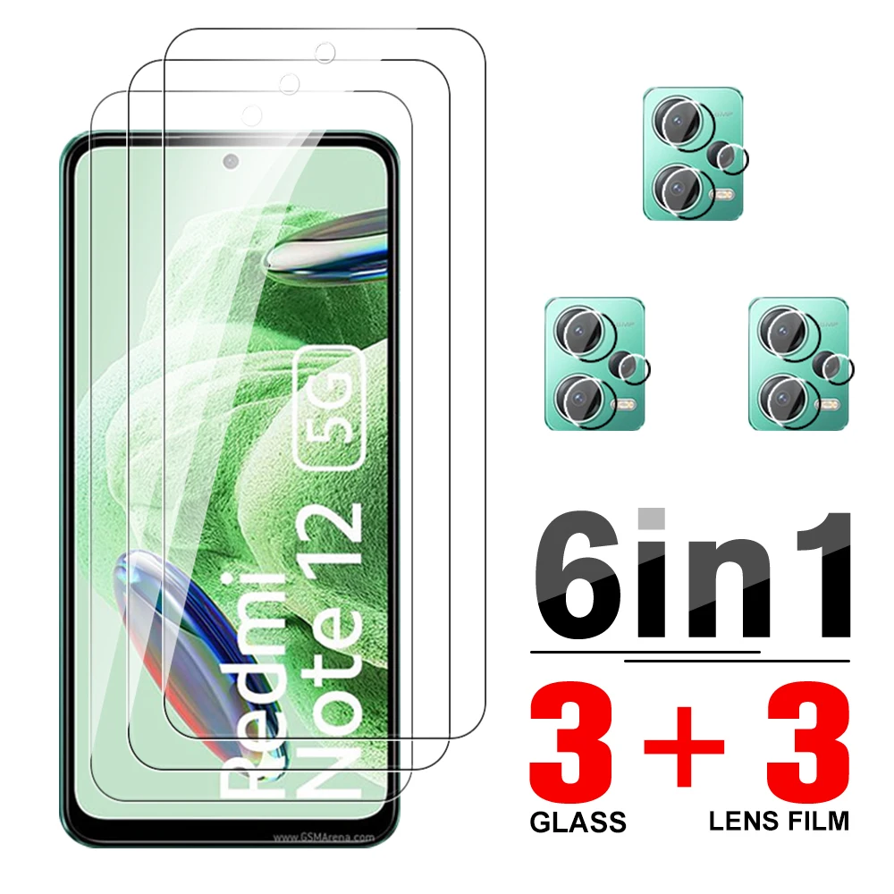 6in1 Protective Glass Case For Xiaomi Redmi Note 12 Tempered Film Redmy note12 Pro + 5G 12pro Plus Screen Lens Camera Protectors