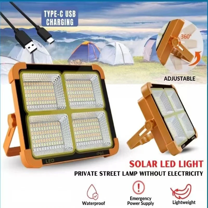 

Rechargeable Solar Flood Light Outdoor Portable LED Reflector Spotlight Rechargeable Projector Floodlight Construction Lamp