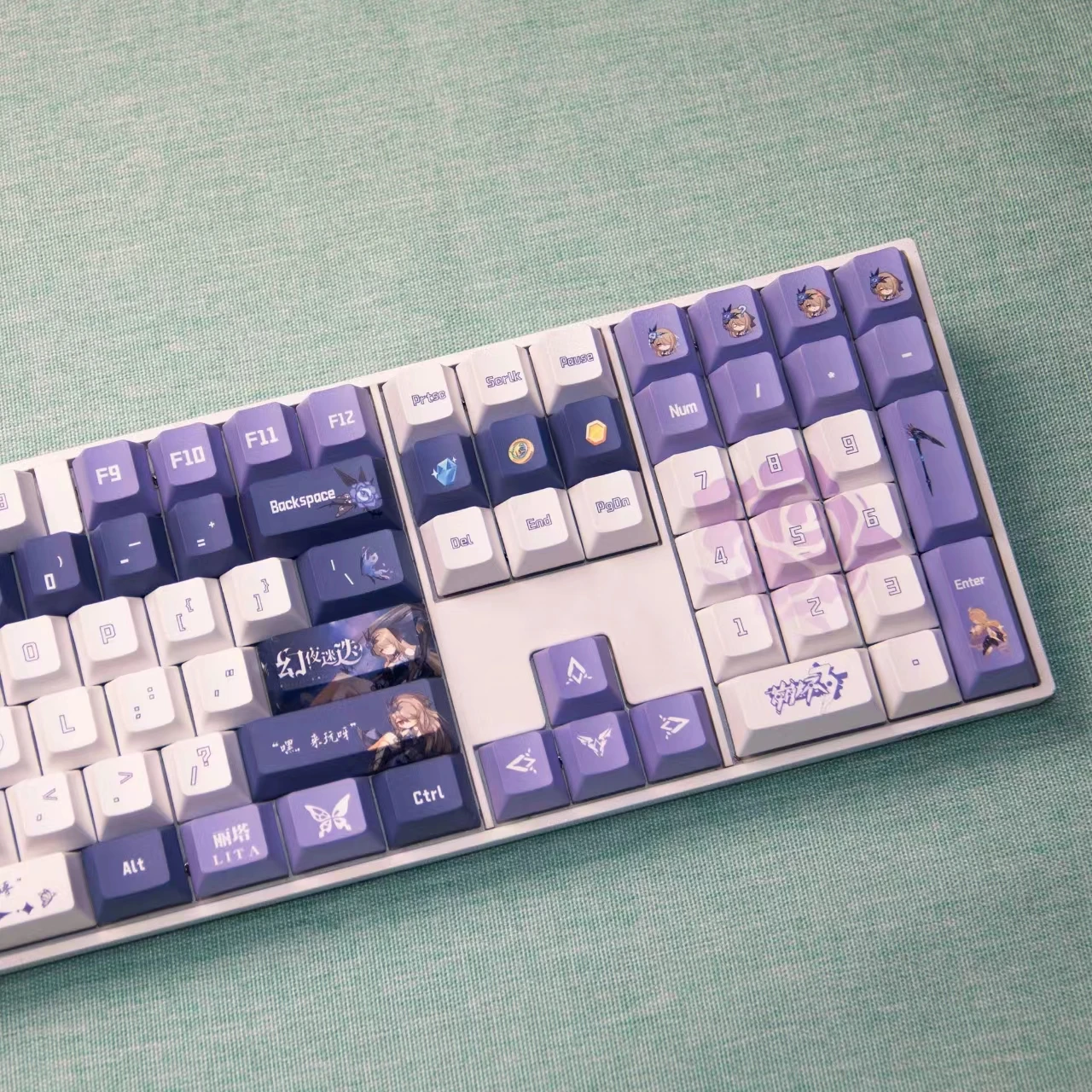 120 Keys Honkai Impact 3rd Rita Keycaps Chreey PBT Anime Game Side-print Transparent Dye-Sub Mechanical Keyboard Caps