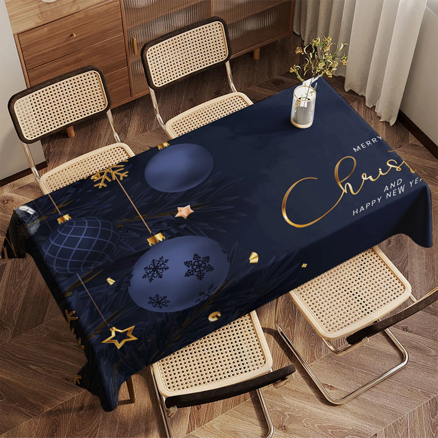 Christmas-themed Digital Print Restaurant Kitchen Tablecloth Living Room Home Decoration Rectangular Party Decoration