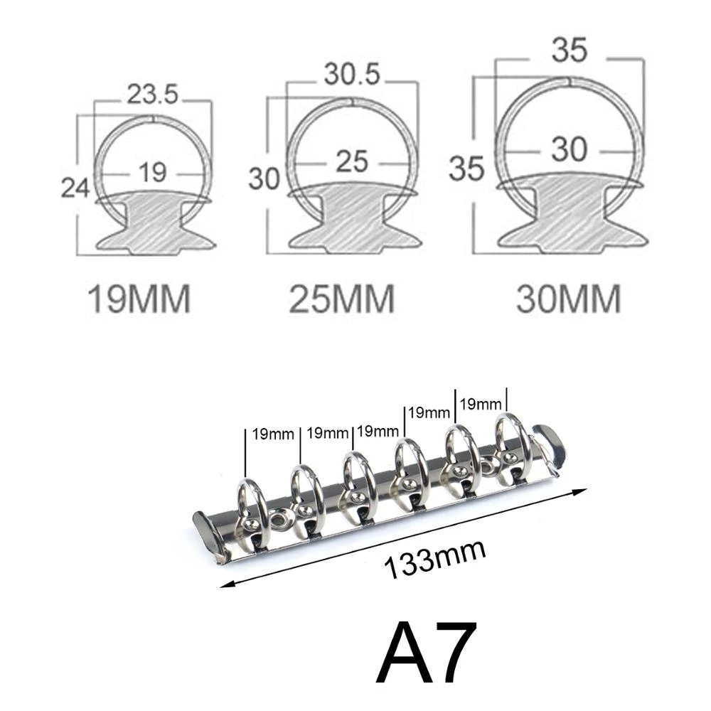 Clip de carpeta de anillos en espiral de Metal con 2 pares de tornillos para diario, cuaderno, planificador, A7, carpeta de archivos