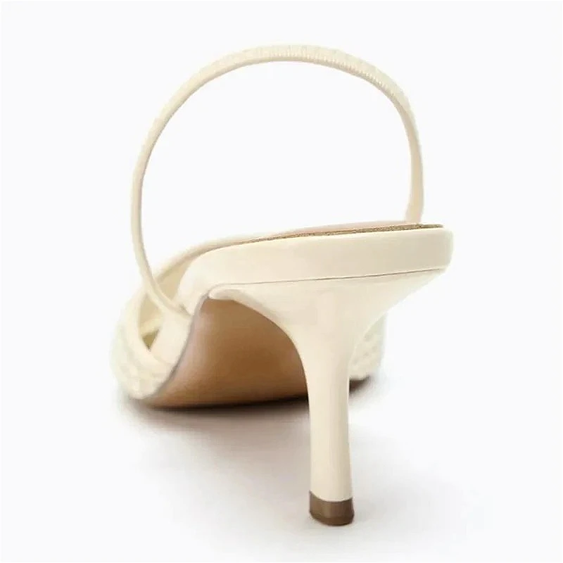 Mesh String Bead Brand Sandals Women Pumps Pointed Toe Elegant Slingback High Heels Female Designer Banquet Wedding Dress Shoes image 5