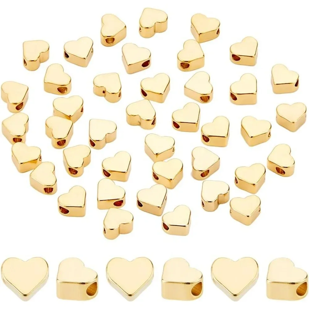 

24 К бусины в форме сердца, 40 шт., латунные бусины-разделители, металлические бусины в форме сердца для DIY, ожерелье, браслет, серьги, набор для изготовления рукоделия