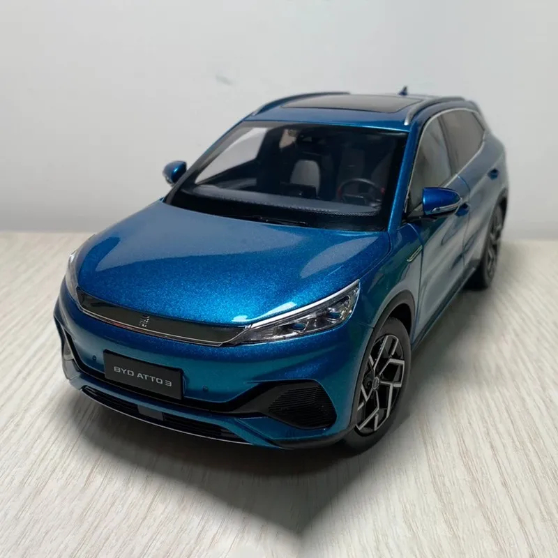 ATTO 3 Die-Cast Metal Replica,BYD Yuan PLUS Alloy Car Model, Display, Collection Display, Boy Toy Gift,Blue,1:18