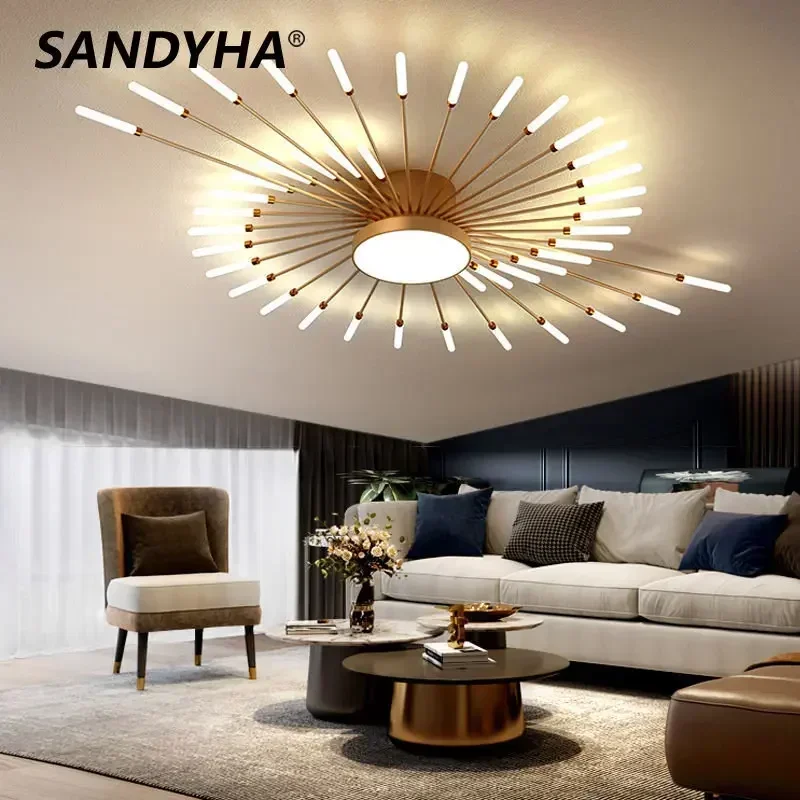 Led Ceiling Light Nordic Spiral Fireworks New Design Aluminum Acrylic Decorate Art Lamps Drawing Living Bedroom Fixtures SANDYHA