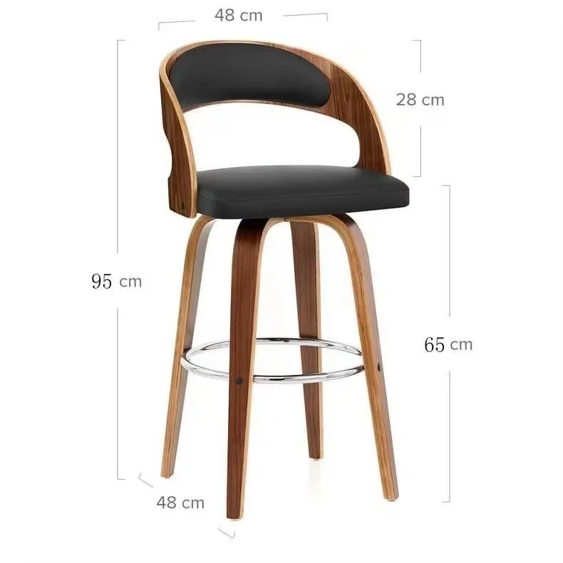 

Modern Industrial Dining Kitchen Coffee Chair with Backrest New Restaurant Bar Wooden Stool Furniture