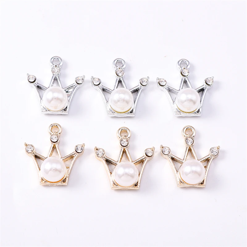 

Duarte 20Pcs/Lot Cute Pearl Metal Crown Charms Pendants for Jewelry Making Necklaces Earrings Bracelets DIY Crafts Accessories