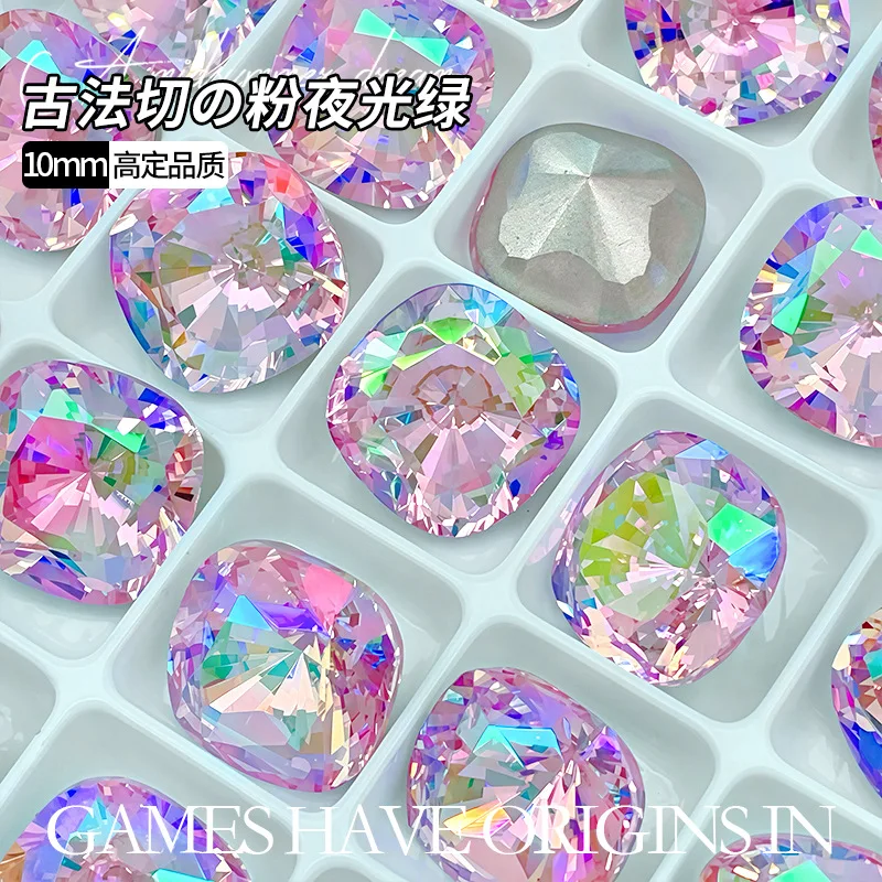 K9 Crystal Pink With Green Light Mixed Shaped diamonds Pointed bottomed Gems Used for earrings necklaces Nail Jewelry accessory