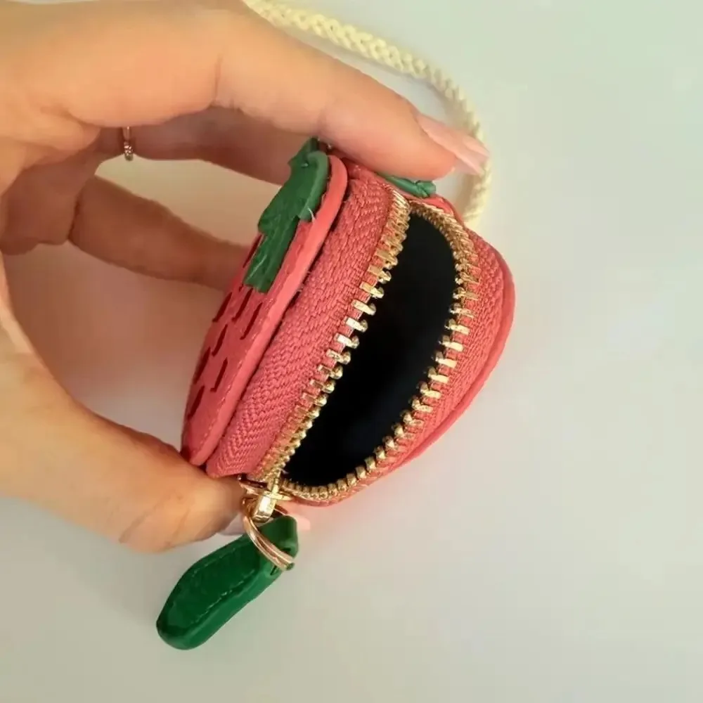 Porte-monnaie Portable en forme de cerise et de fruits, en cuir PU, mignon pendentif de sac à fraises pour pièces de monnaie, accessoires de sac à la mode