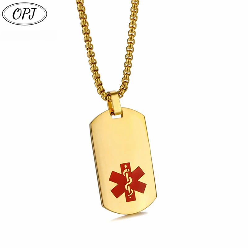 

Personalized Engrave Diease Names ICE Info Medical Necklaces,Stainless Steel Dog Tag ID Pendants,Custom Health Accessory