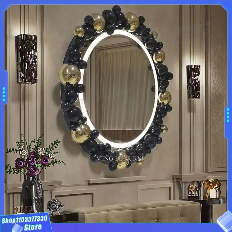 Large LED Lighted Wall Mirror for Living Room Hotel Decor Luxury Illuminated Vanity Mirror with Expandable Functions Home
