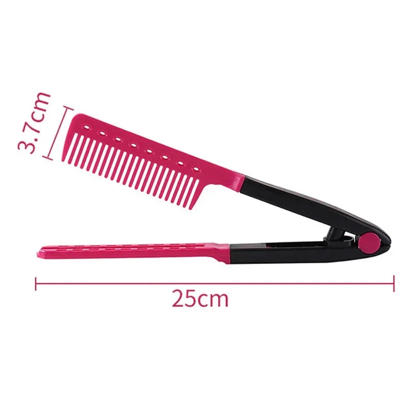 V Type Hair Comb Clip Washable Folding Hair Straightener Comb Portable Styling Tool Hairdressing Styling Accessories Barber