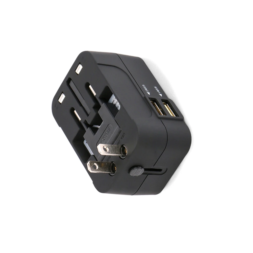 Adaptador de viagem em todo o mundo tudo em um conversor de energia universal adaptador de tomada ac com portas de carregamento usb duplas para ue eua reino unido au celular