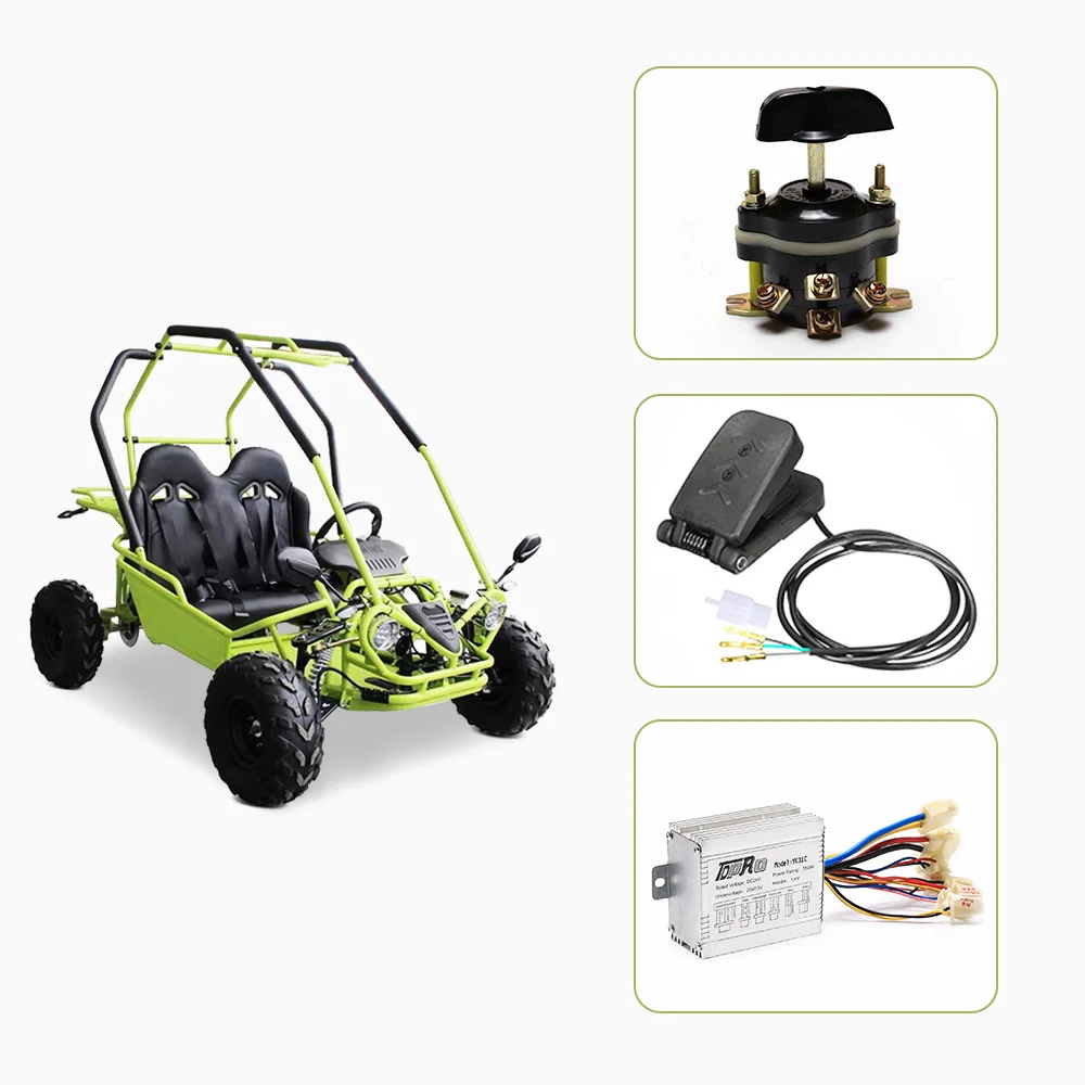 For Go Kart Parts Brush Forward Reverse Switch Knob+DC24V 350w Motor Brush Controller + Foot Pedal Throttle