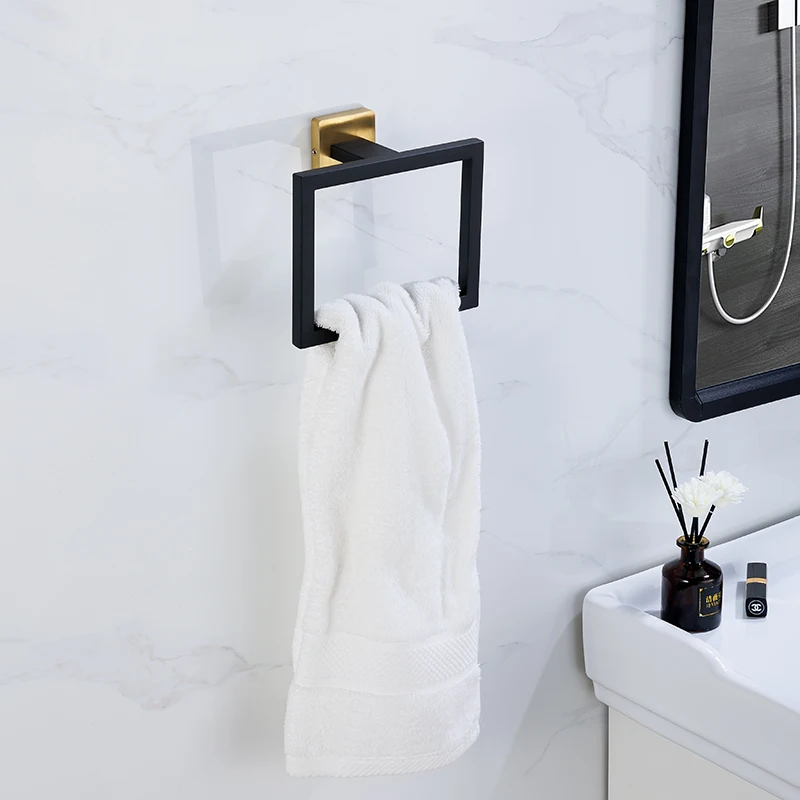 Black Gold Bathroom Hardware Set Wall Mount Stainless Steel Towel Bar Towel Ring Paper Holder Robe Hook Bathroom Accessories Set