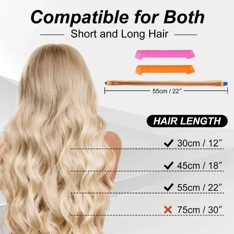 10 stks Heatless Haar Krultang Geen Warmte Haarrollers Slapen Zachte Spiraal Krullen Lui Perm Curling Staaf Wave Formers Styling Set Gereedschap