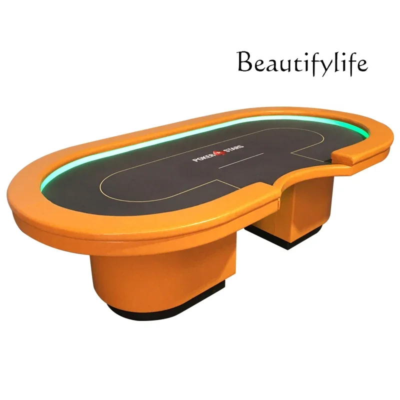 Texas Poker Table with Remote Control Atmosphere LED Light Color Changeable Chip Table with USB Interface