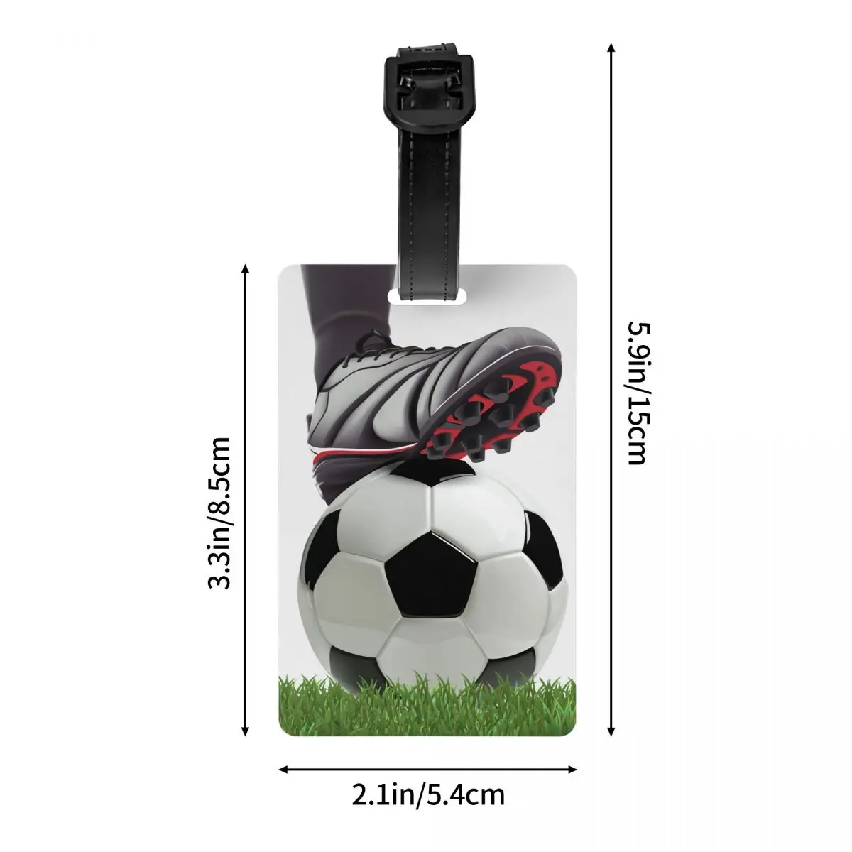 Custom Soccer Ball With Football Player Feet On Grass Luggage Tag for Suitcases Funny Baggage Tags Privacy Cover ID Label