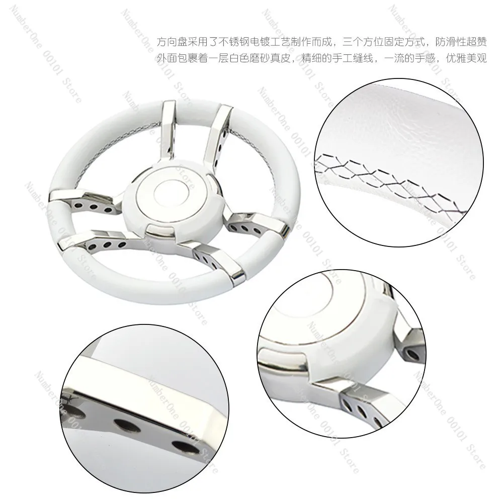 Italian Imported Yacht High-End Leather Steering Wheel Steering Rudder Stainless Steel Leather Steering Wheel