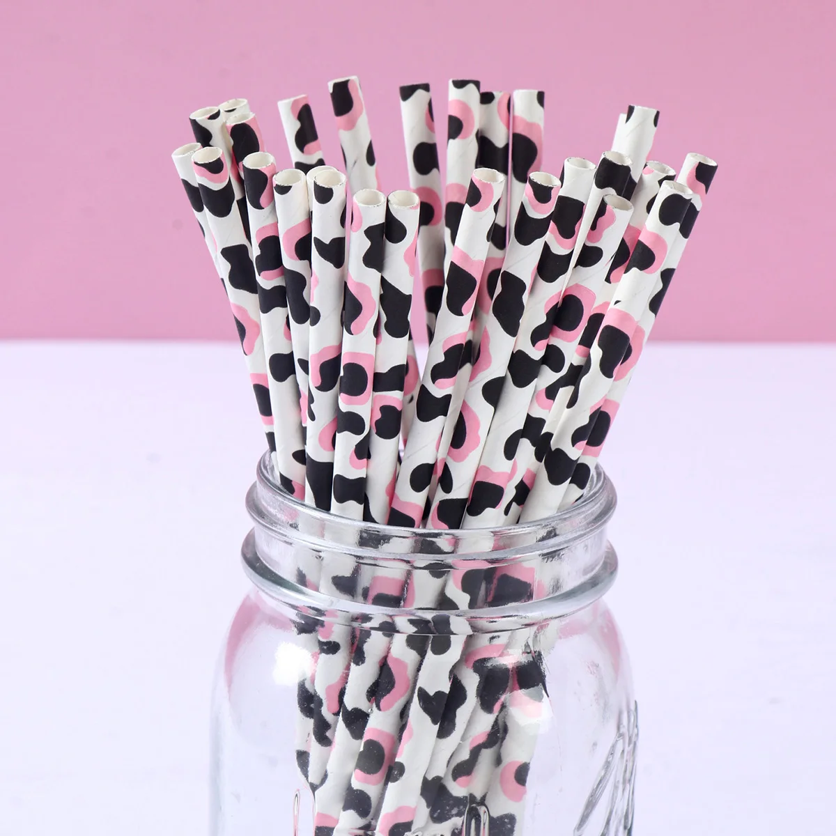 Cow Pattern Paper Straw Farm Animals Birthday Party Decorations Kids Favors Gifts Straw Pink Cow Theme Girl Baby Shower Supplies