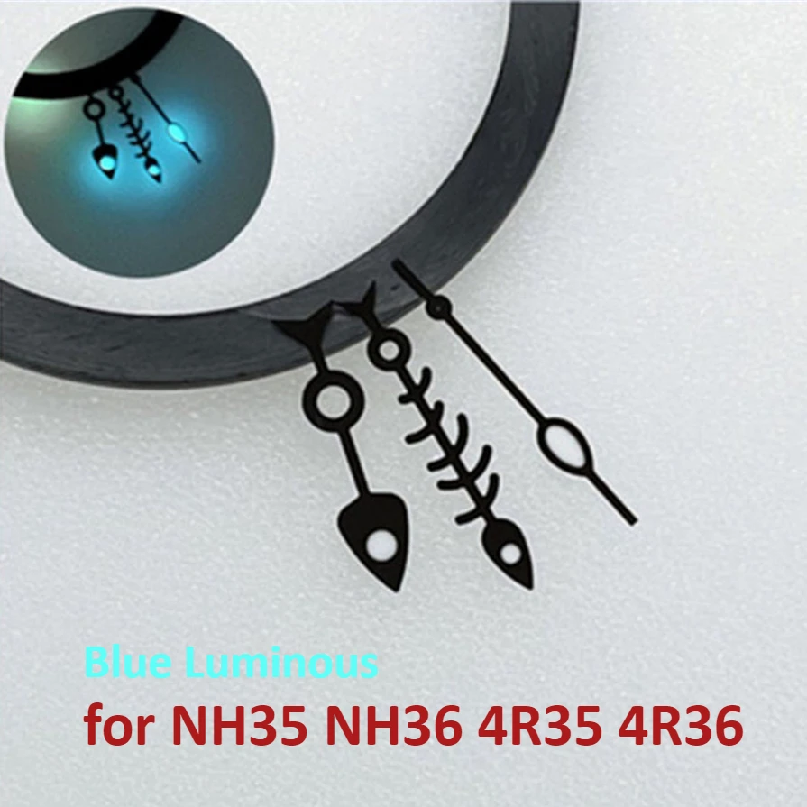 

Blue Luminous Fishbone Watch Hands for NH35 NH36 4R35 4R36 Movement Black/White Hands Diving Watch Pointers Part Super Luminous