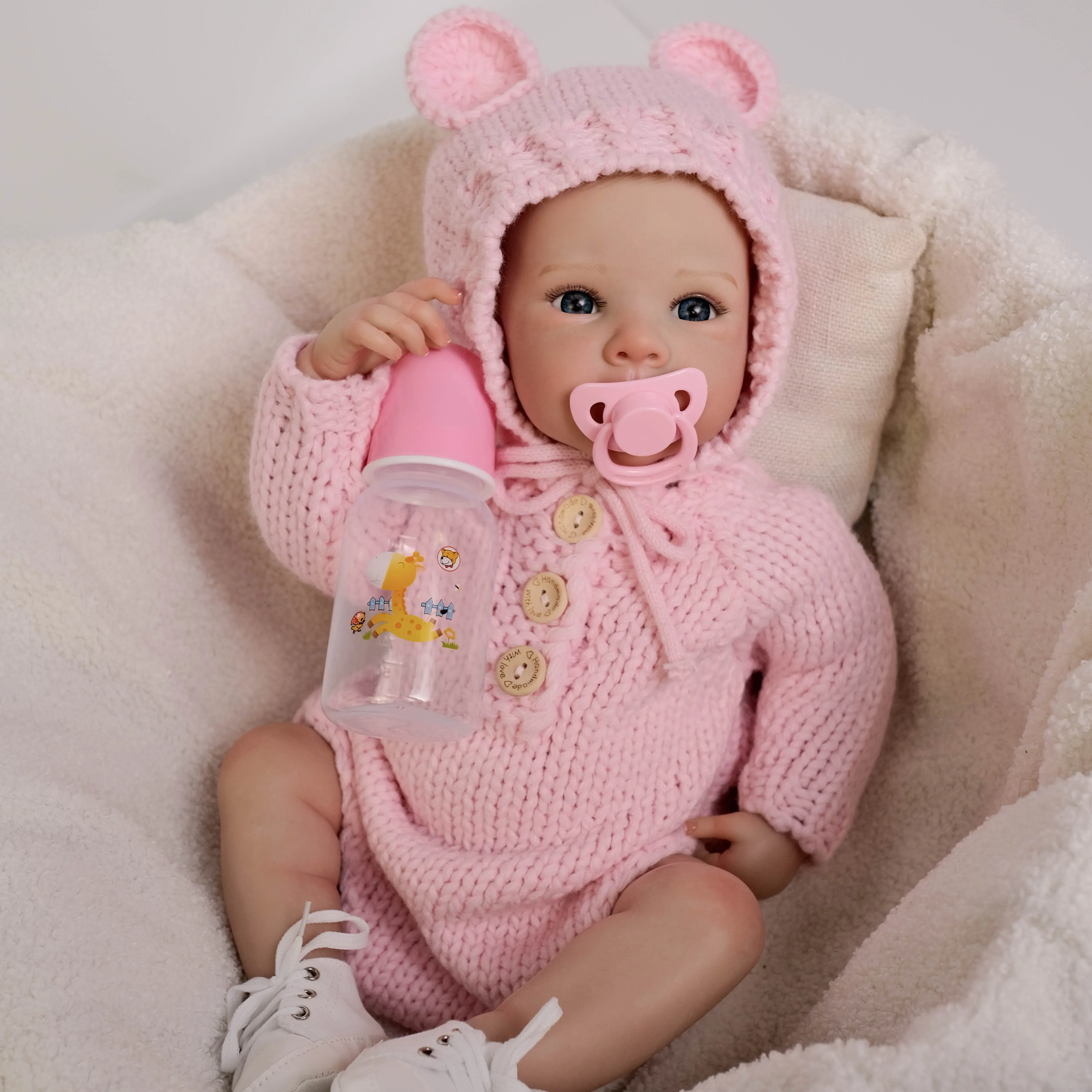 NPK 19inch Reborn Baby Full Body Vinyl Bettie  Soft Body with Hand Draw Hair 3D Skin Multiple Layers Painting with Visible Veins