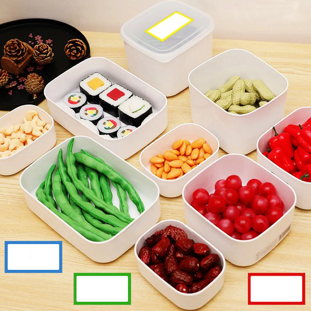 

4 Rolls Adhesive Blank Name Tag Stickers Colorful Rectangular Labels for Pantry Kitchen Storage Containers Organizing