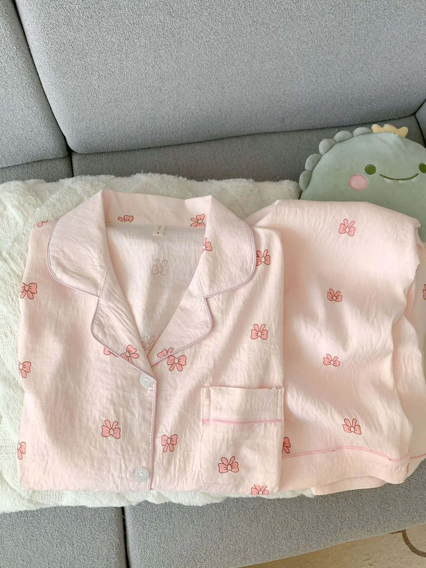 Neu eingetroffen im Frühling/Herbst: Langarm-Pyjama-Set aus Baumwolle mit Wolkenmuster für Damen. Entzückende Nachtwäsche im herzförmigen Stil, Homewear Se – Detail 11