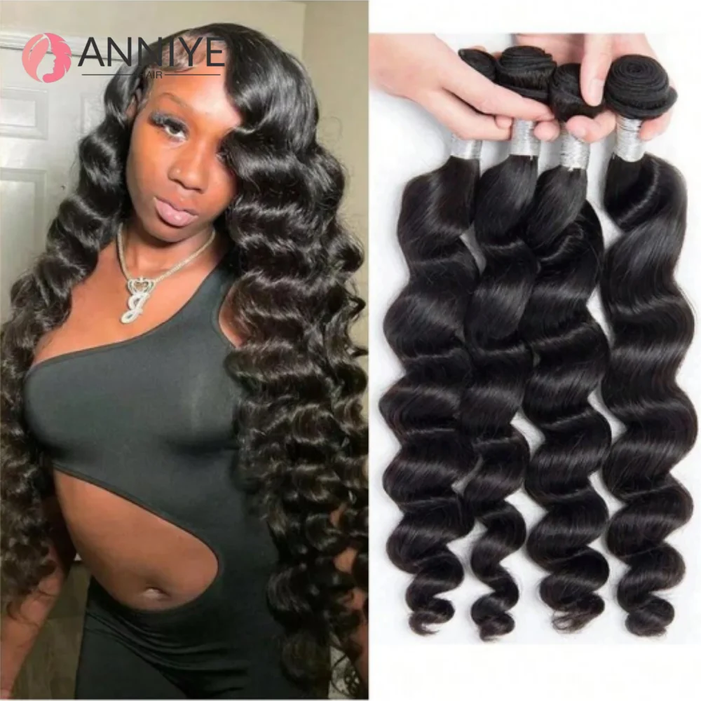 

Loose Wave Human Hair Bundles Brazilian Remy Hair Weave Raw Virgin Hair Extensions 1 3 4 Bundles Deal Weft Doule Drawn Wholeasle