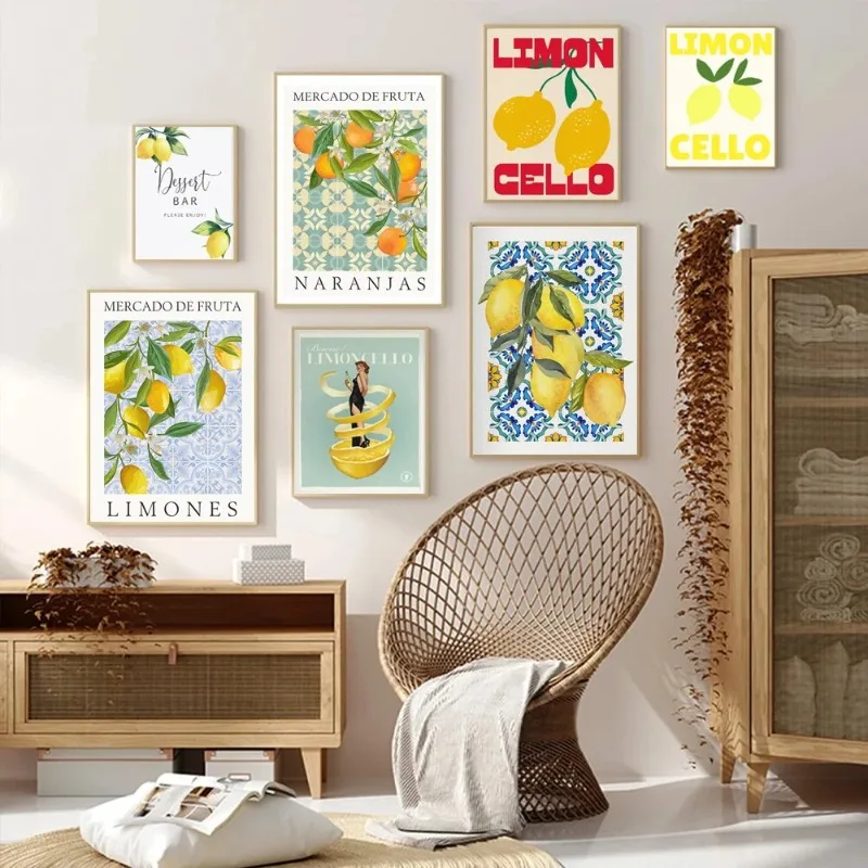 Pósteres clásicos Vintage de La Dolce Vita Lemon, arte de pared de calidad HD, carteles Retro para decoración de pared de habitación del hogar sin marco