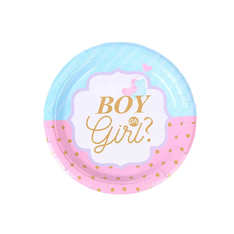 Gender Reveal Disposable Tableware Set Boy Or Girl Plate Napkin Gender Reveal Baby Shower Party Decorations Supplies