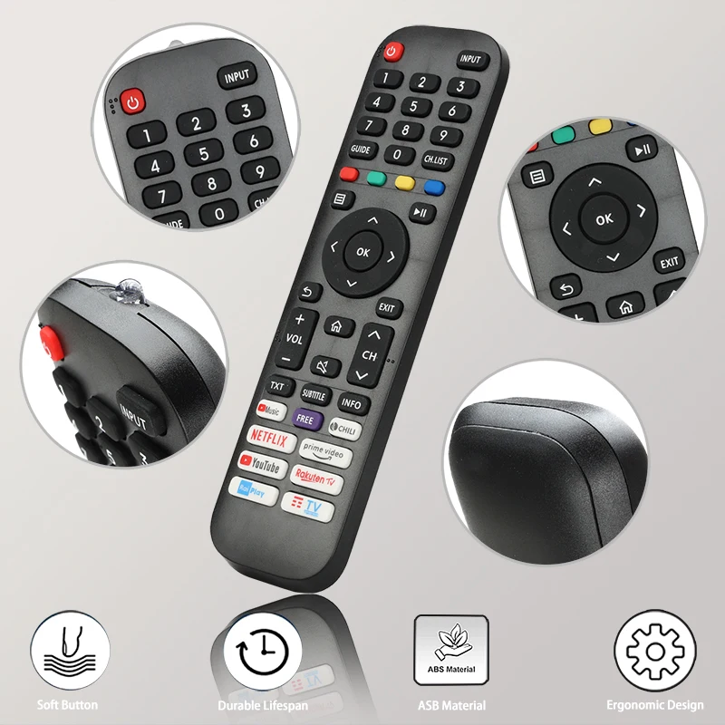 For EN2H30H Hisense-TV-Remote-Control-Replacement With NETFLIX PrimeVideo YouTube Buttons, For Hisense TV 75A7100F