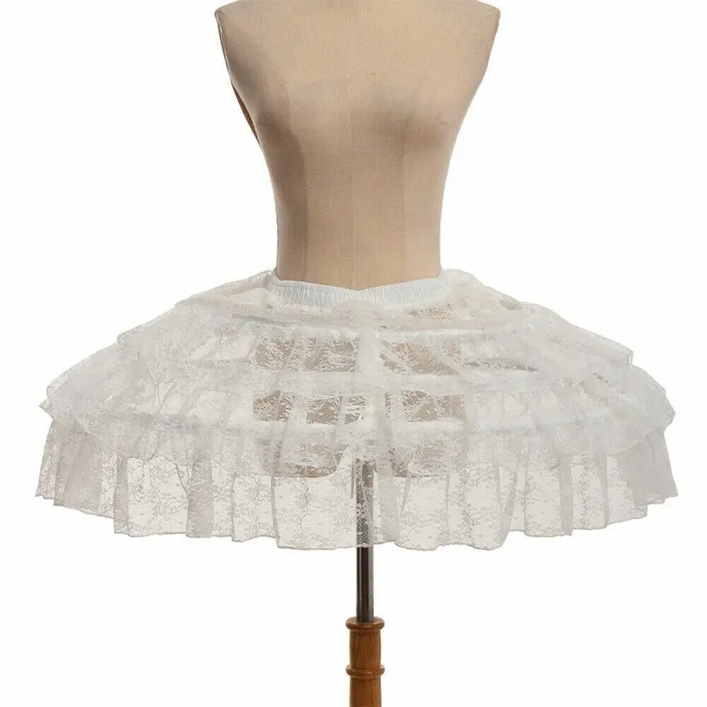 Crinoline ajustable en dentelle blanche pour femmes, jupon, lolita